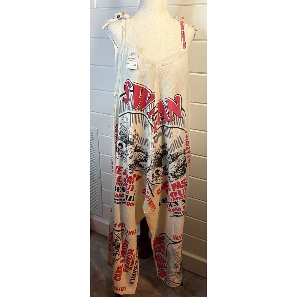 Katmandu Feed/ Flour Sack Overalls Romper 100% Cotton One Size Boho Cottage Core